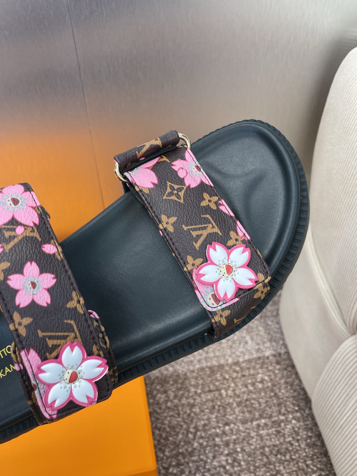 LV Floral Sandals Brown