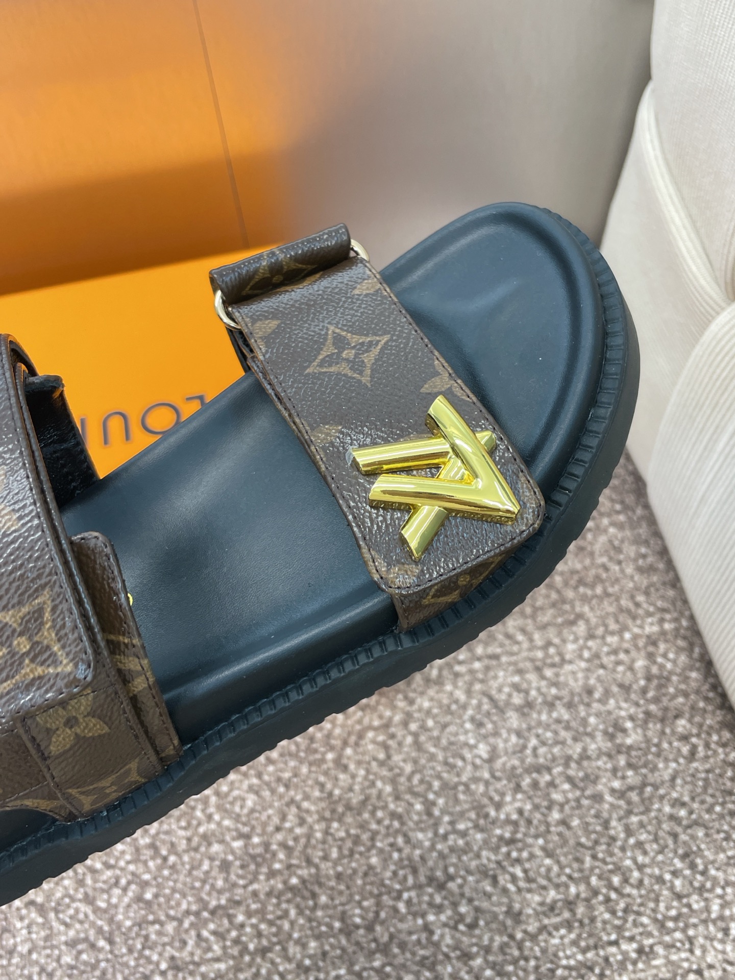 LV Monogram Sandals Brown
