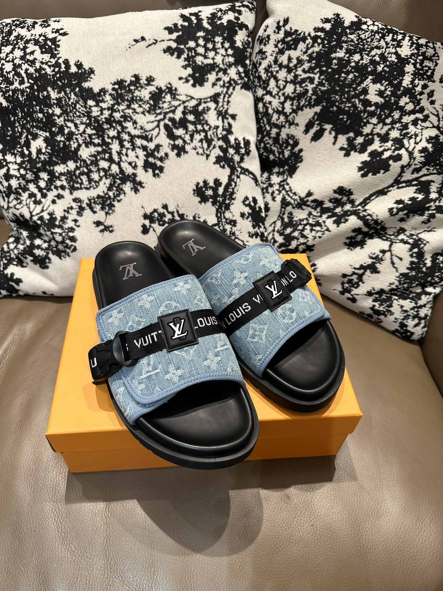 LV Buckle Slides Blue