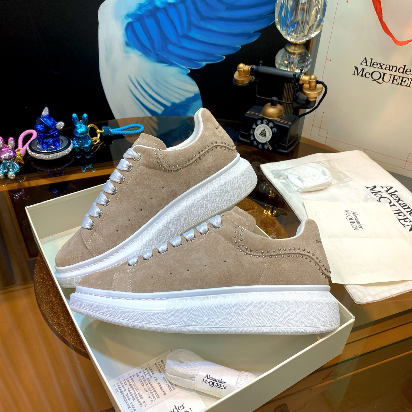 McQueen Stud Sneakers Beige