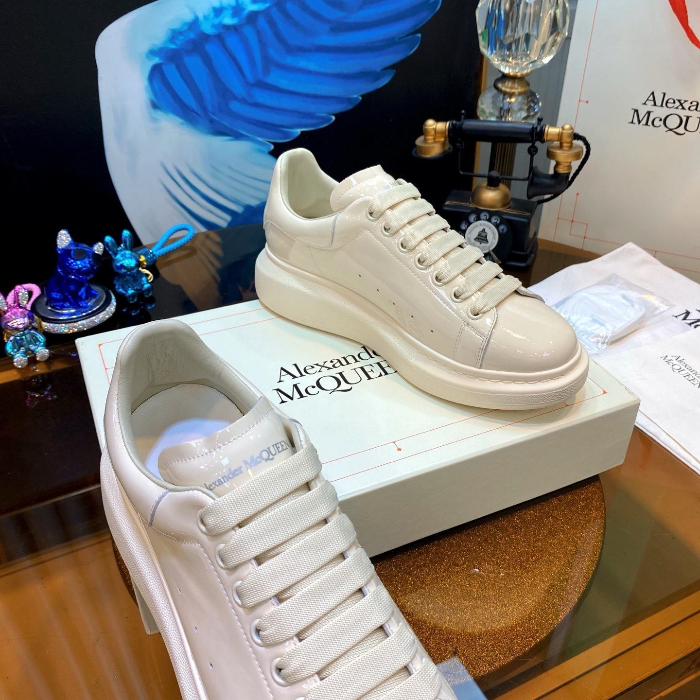 McQueen Platform Sneaker Beige