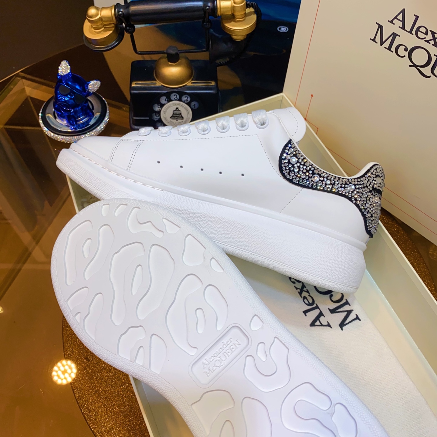 McQueen Crystal Shoes White