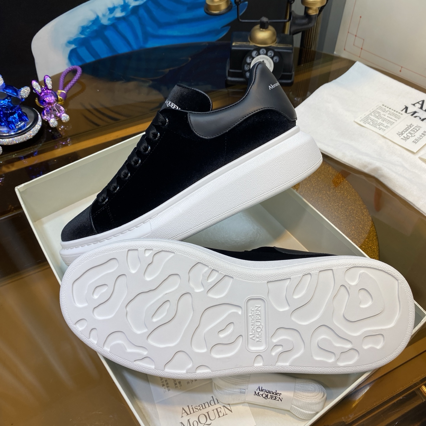 McQueen Velvet Shoes Black