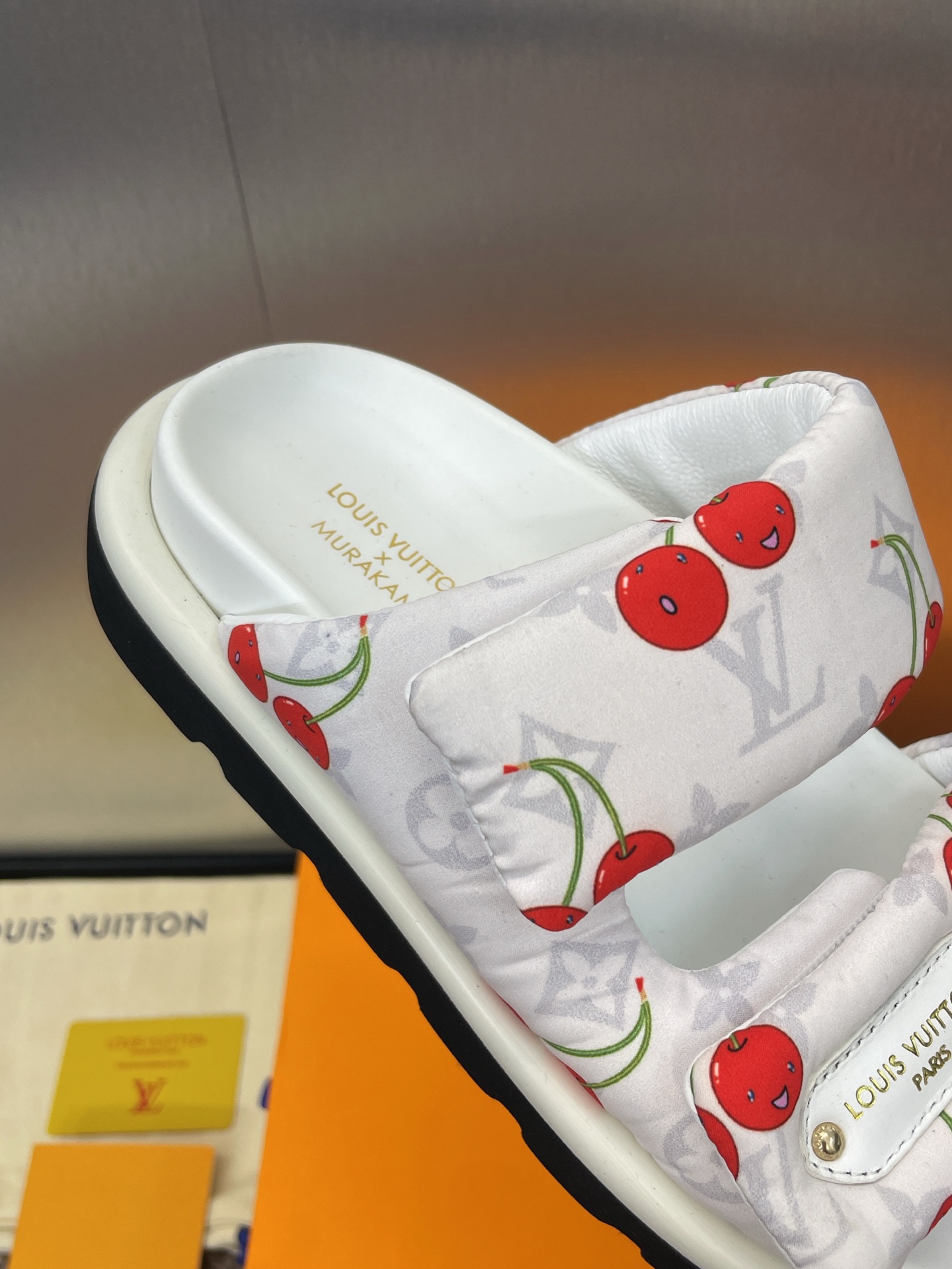LV Cherry Slide Sandals White