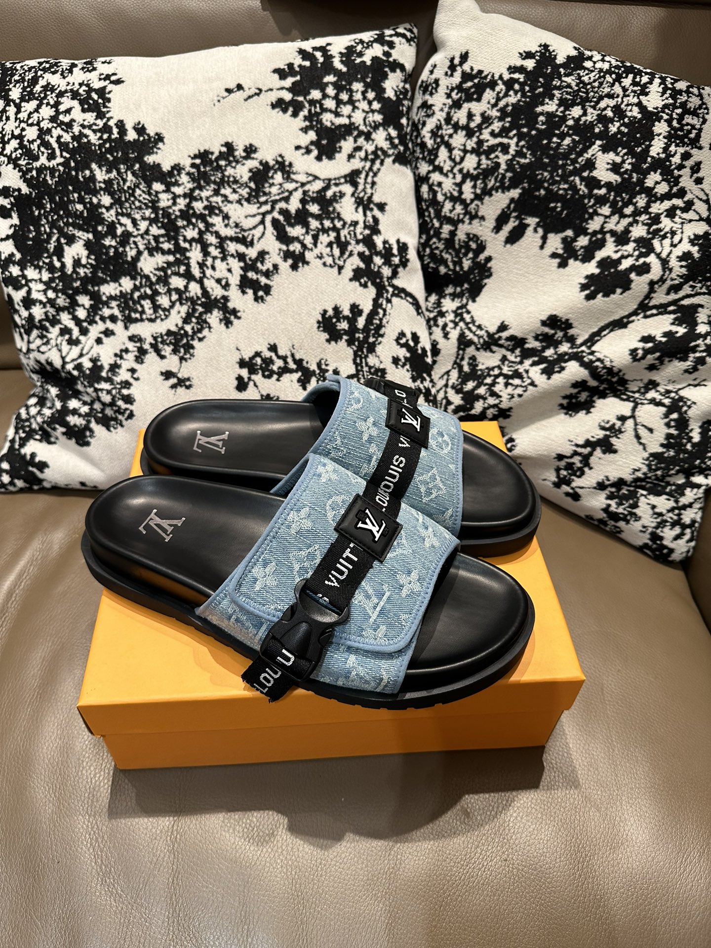 LV Buckle Slides Blue