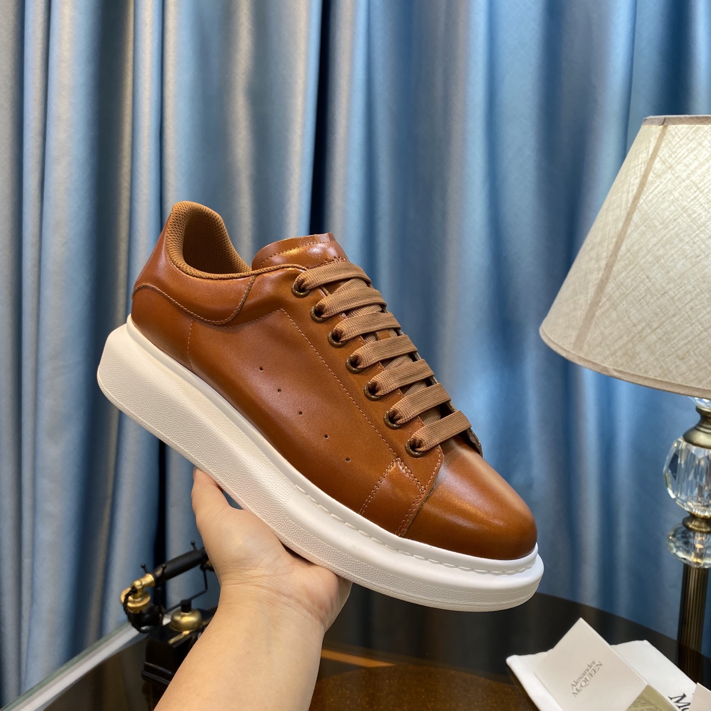 McQueen Leather Sneakers Brown