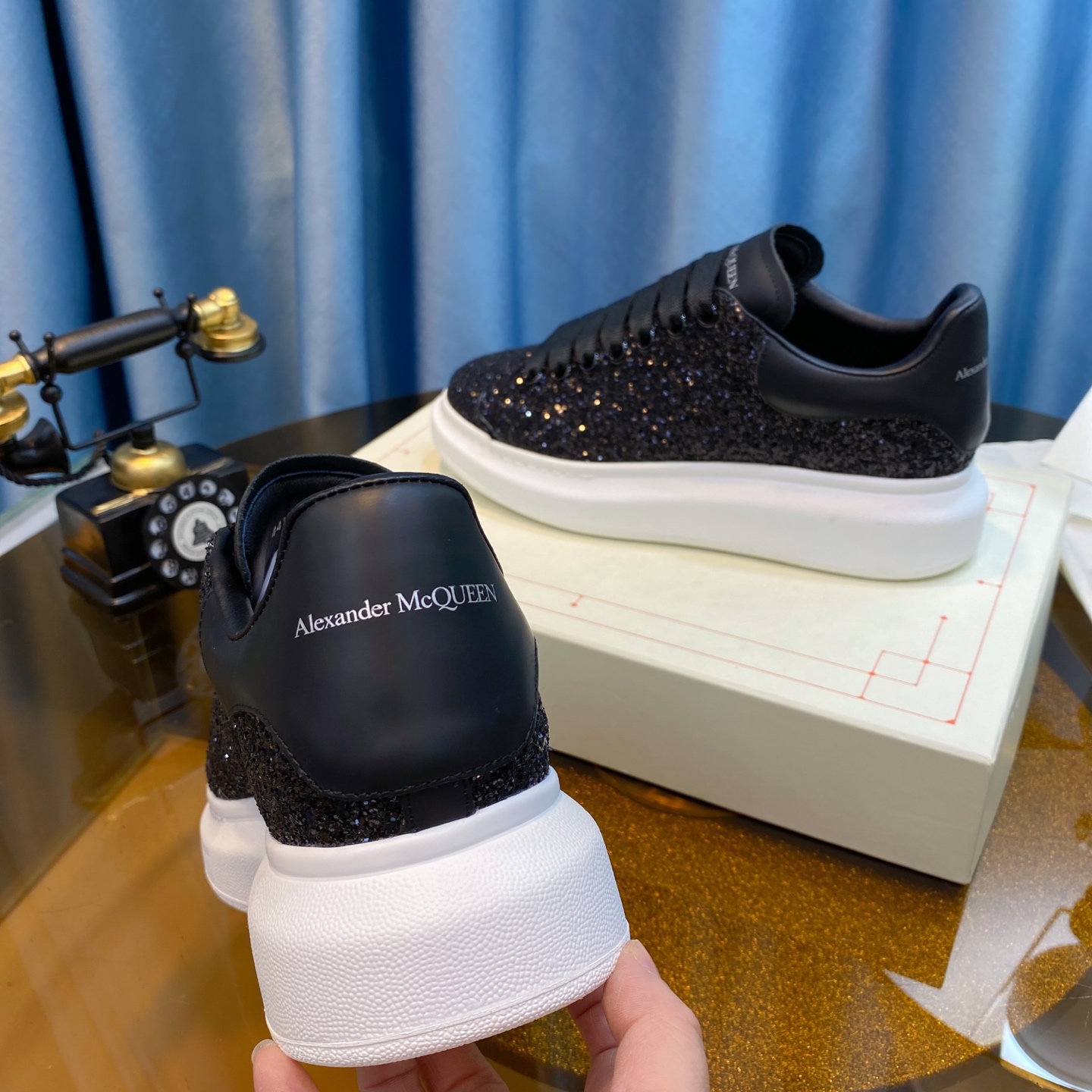 McQueen Glitter Sneakers Black