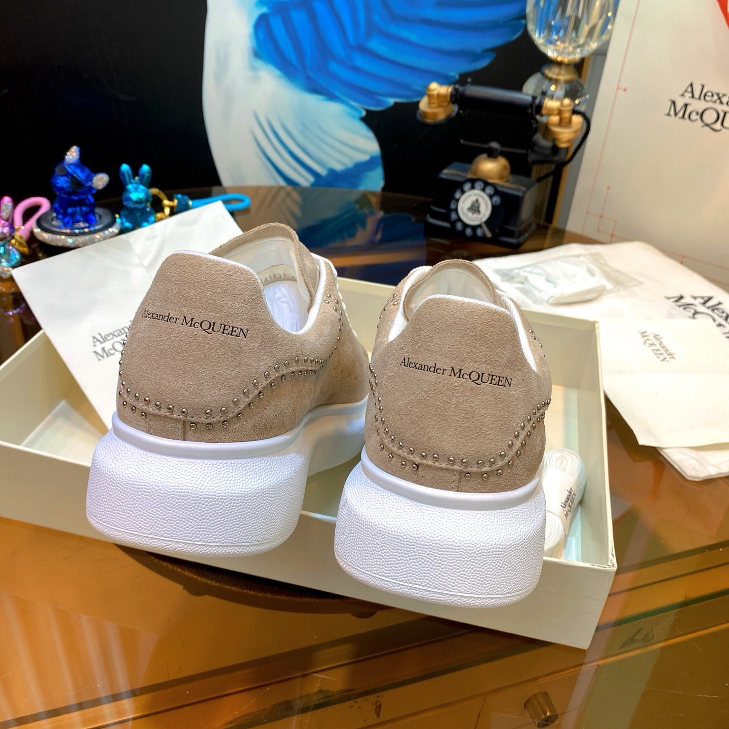 McQueen Stud Sneakers Beige
