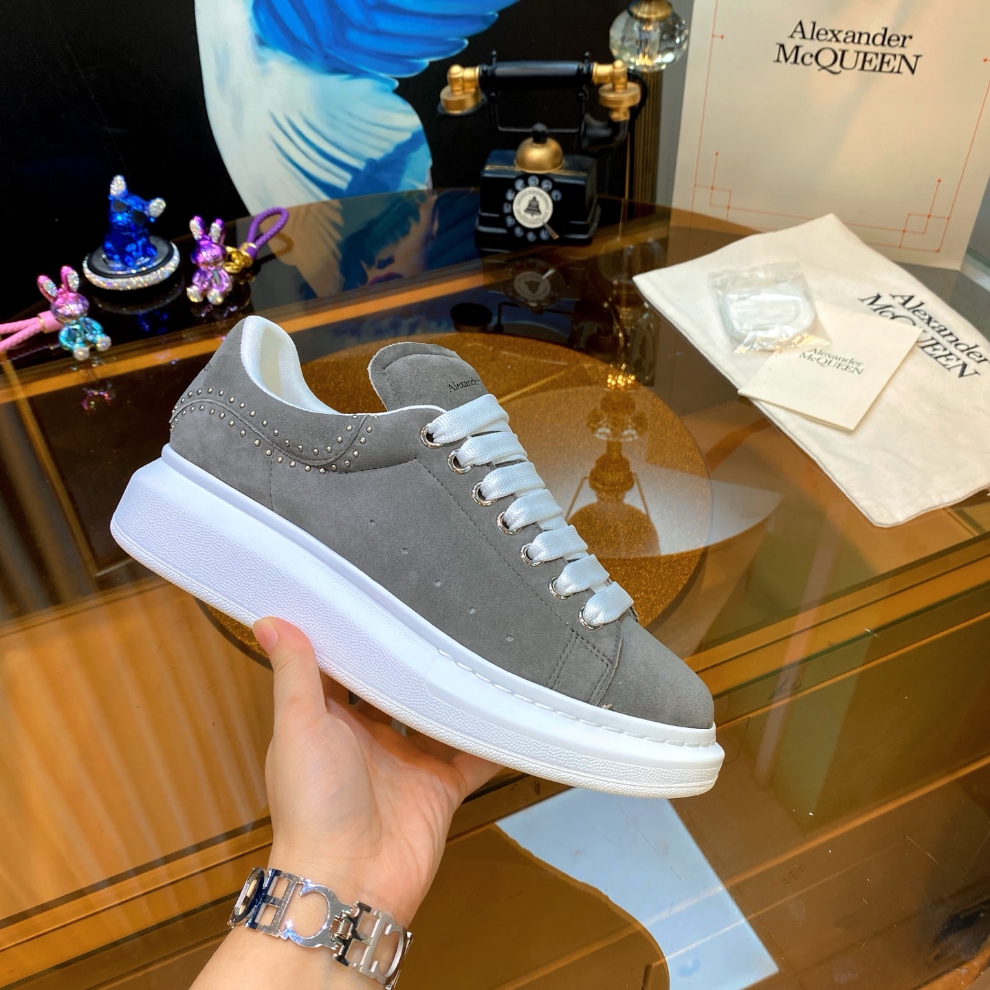 McQueen Stud Sneaker Grey