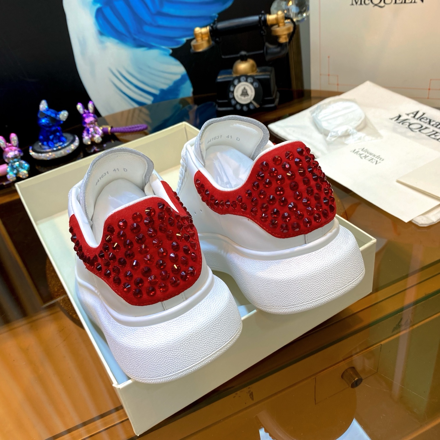 McQueen Stud Sneakers White Red