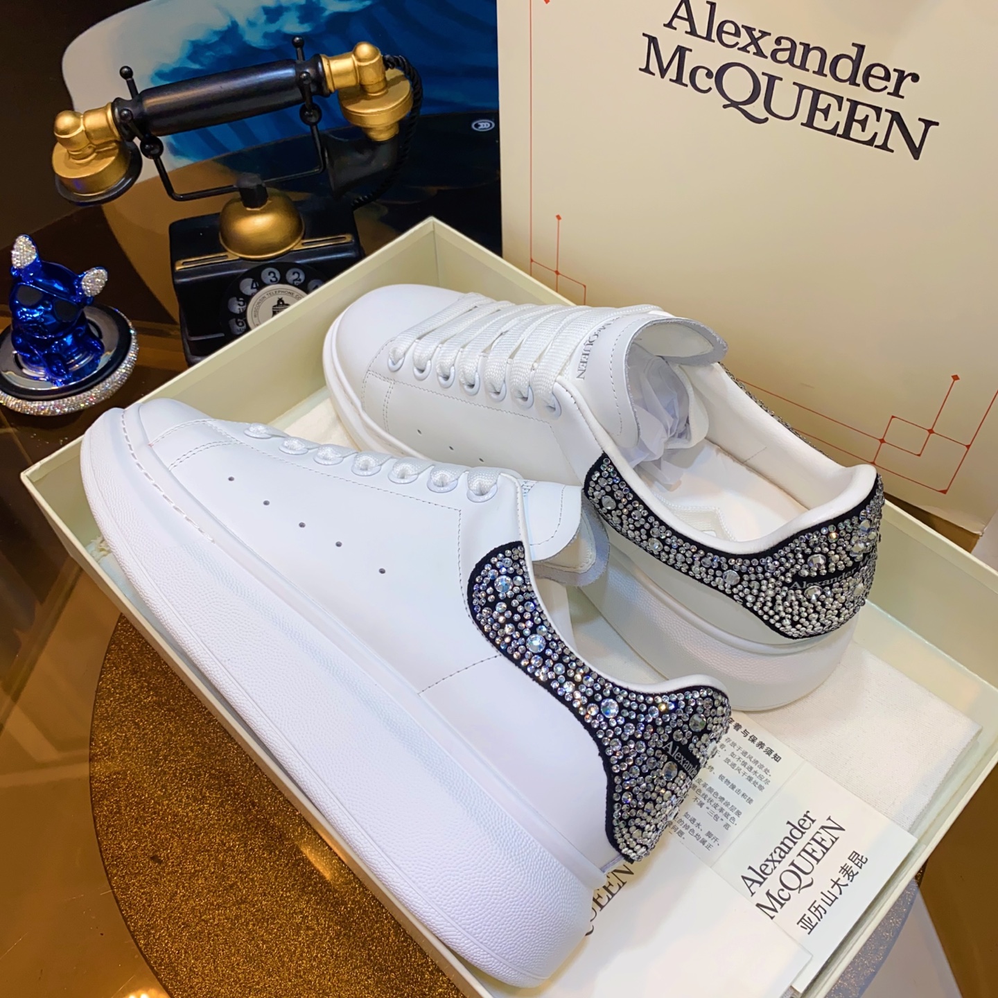 McQueen Crystal Shoes White