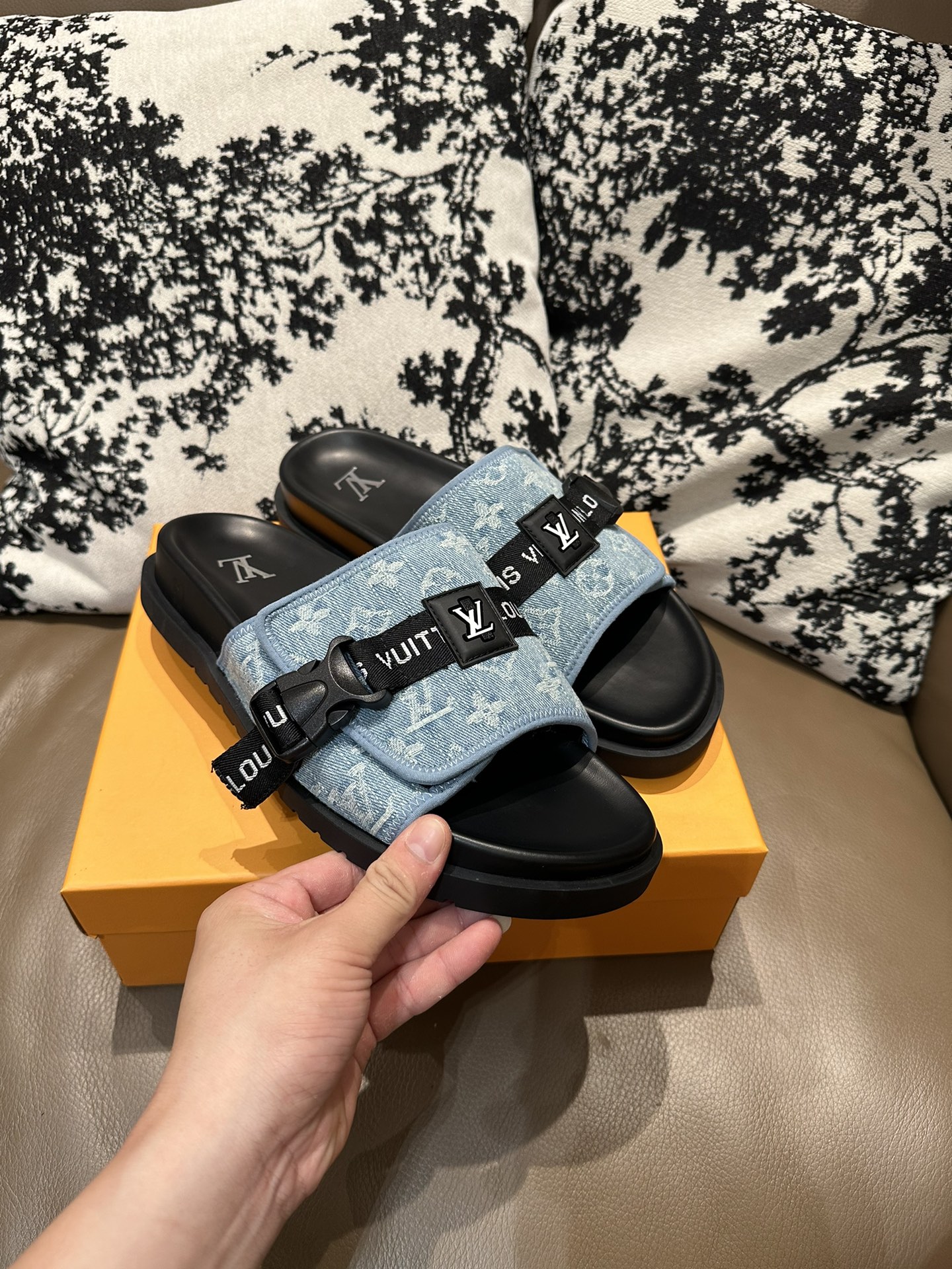 LV Buckle Slides Blue