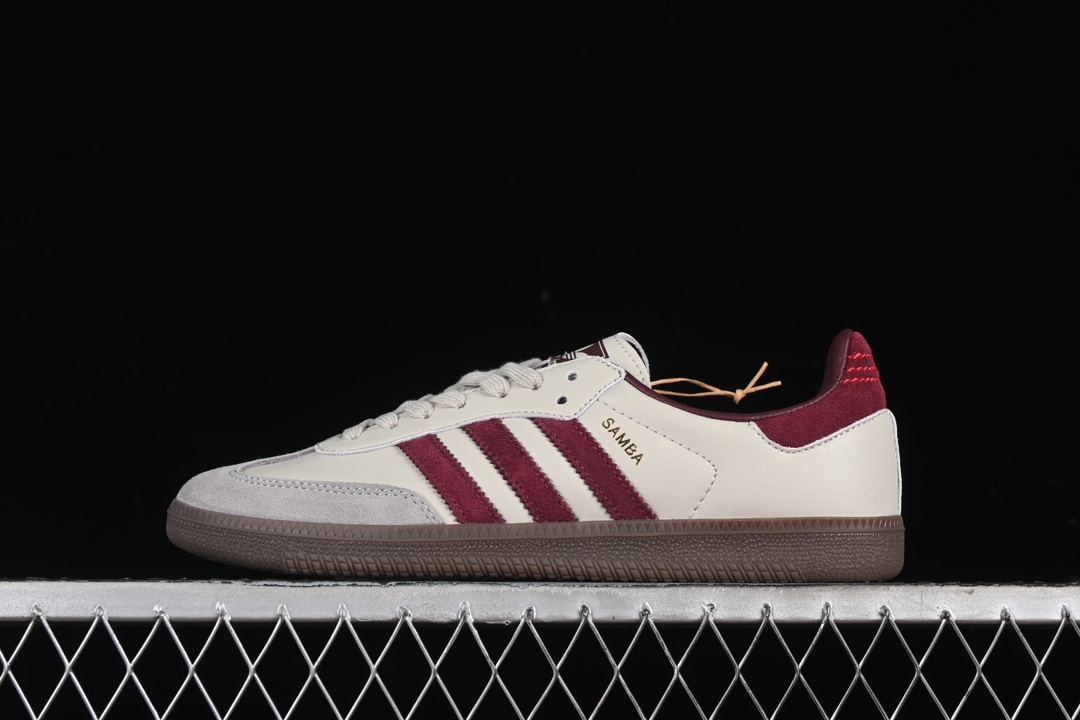Adidas Samba OG ID1482 Retro Sneakers Beige/Burgundy