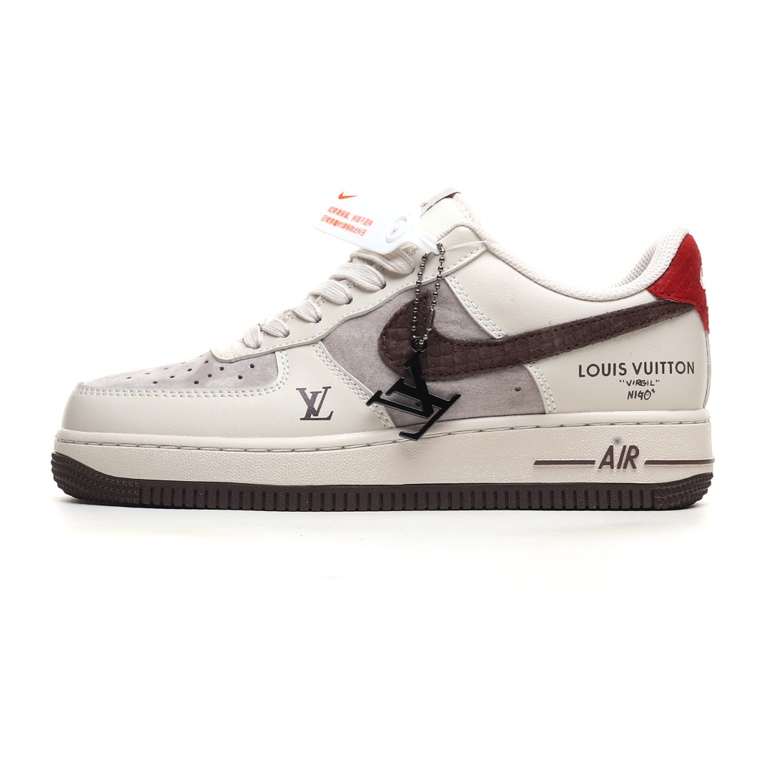Louis Vuitton x Nike AF1 Low Beige Red