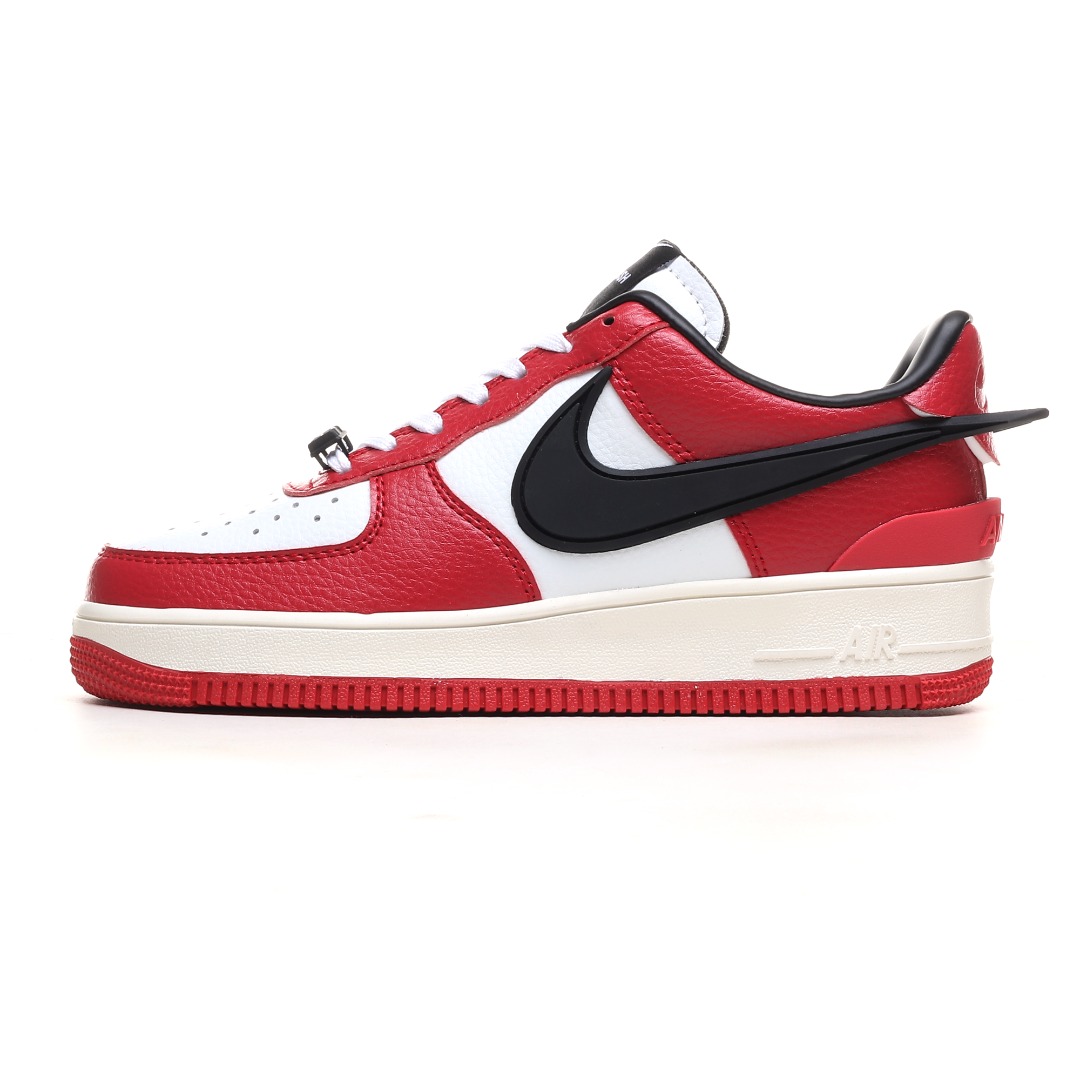 Nike x AMBUSH Air Force 1 Low Leather Sneakers Red/White/Black