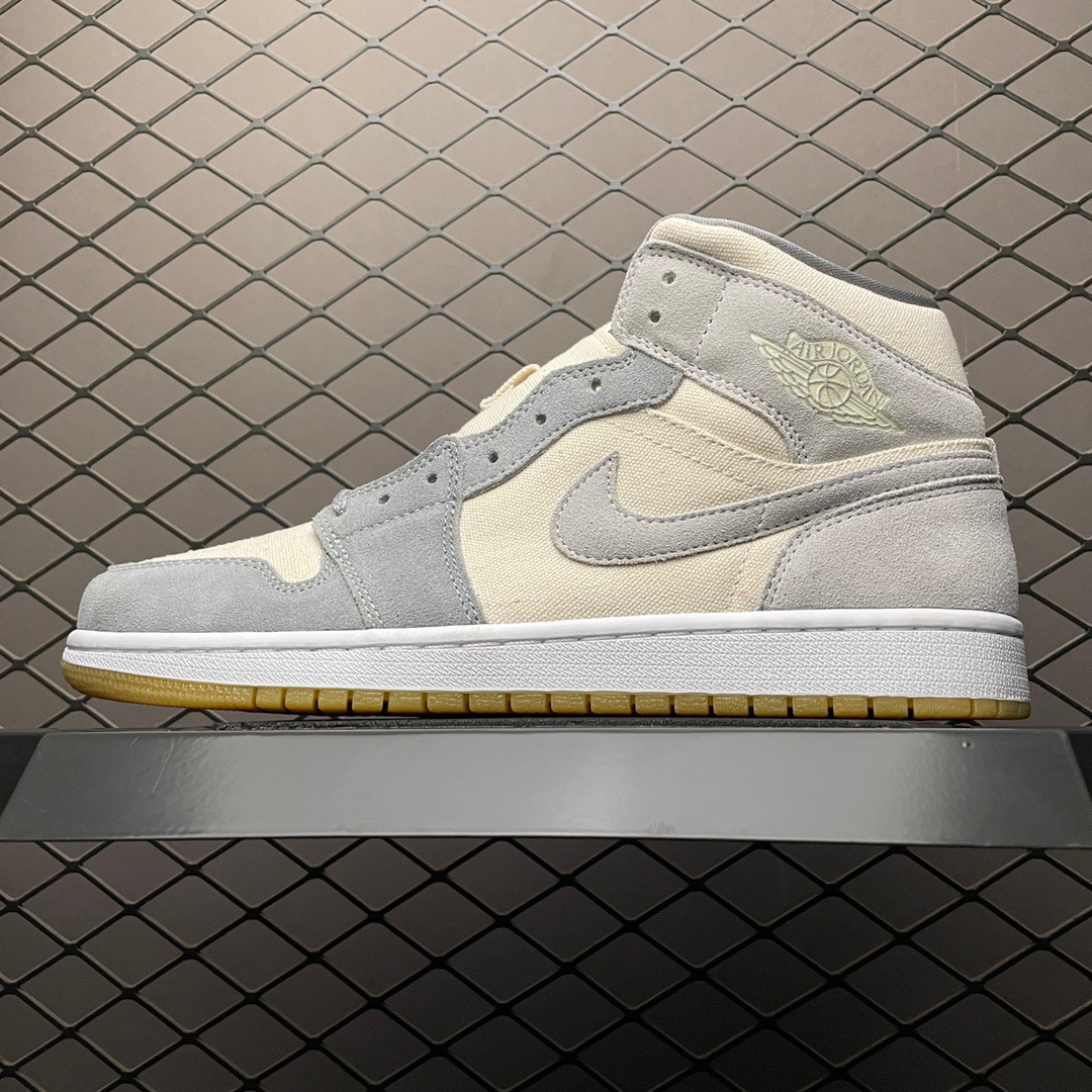 Jordan 1 Mid Canvas Suede Sneakers Grey