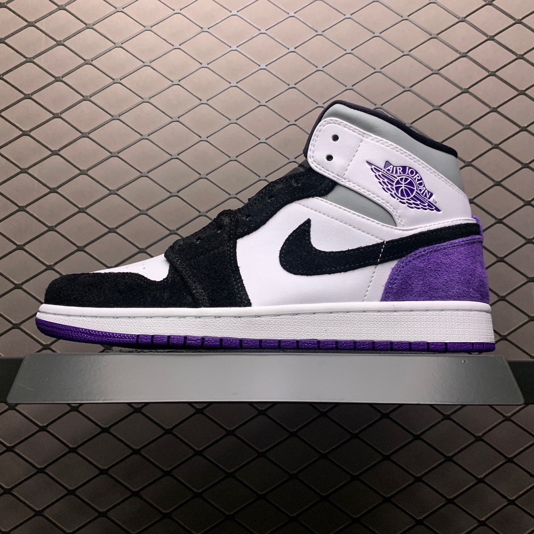 Jordan 1 Mid Purple Suede Sneakers Purple