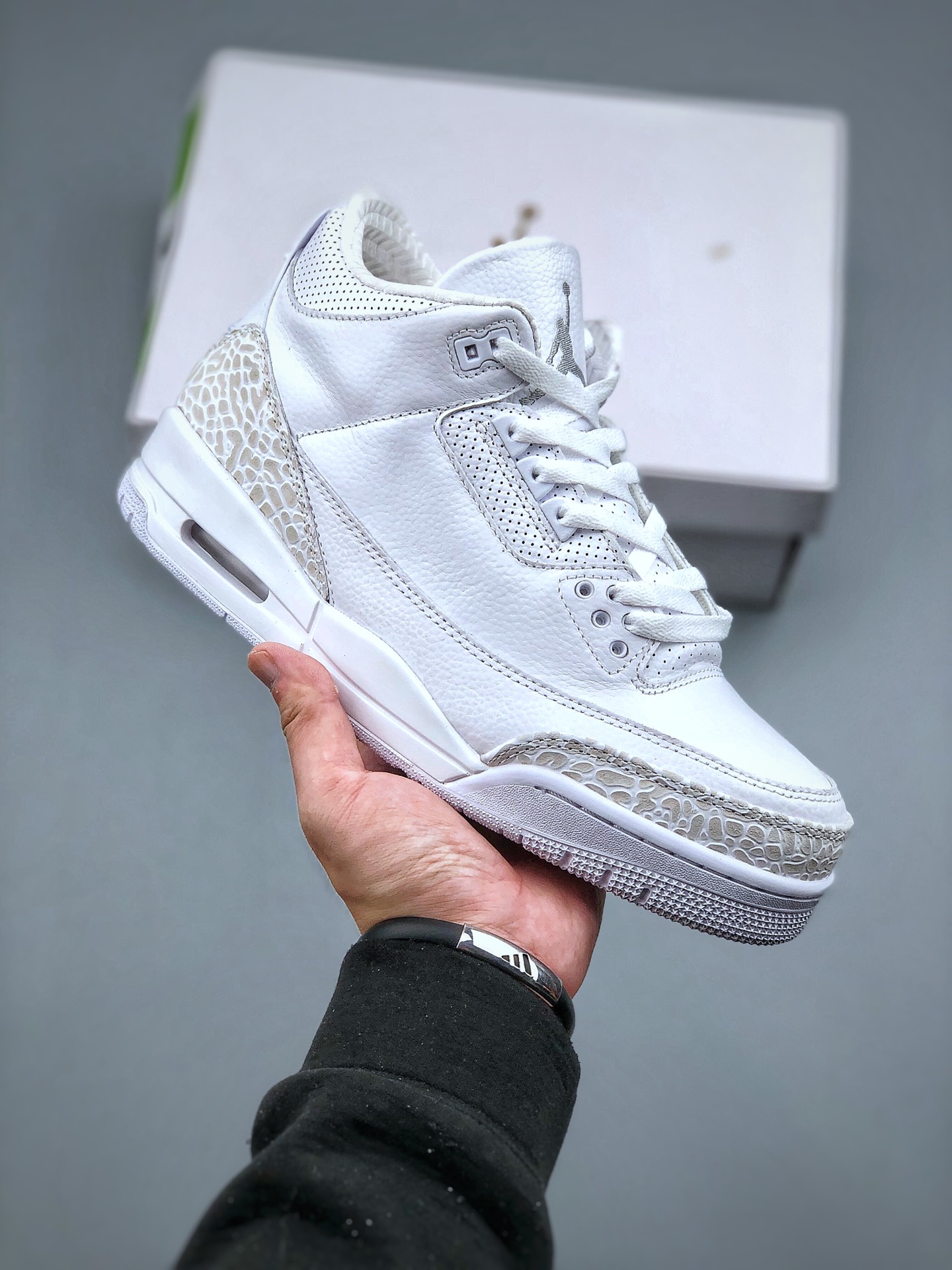 Jordan 3 Retro Pure White Leather Sneakers White