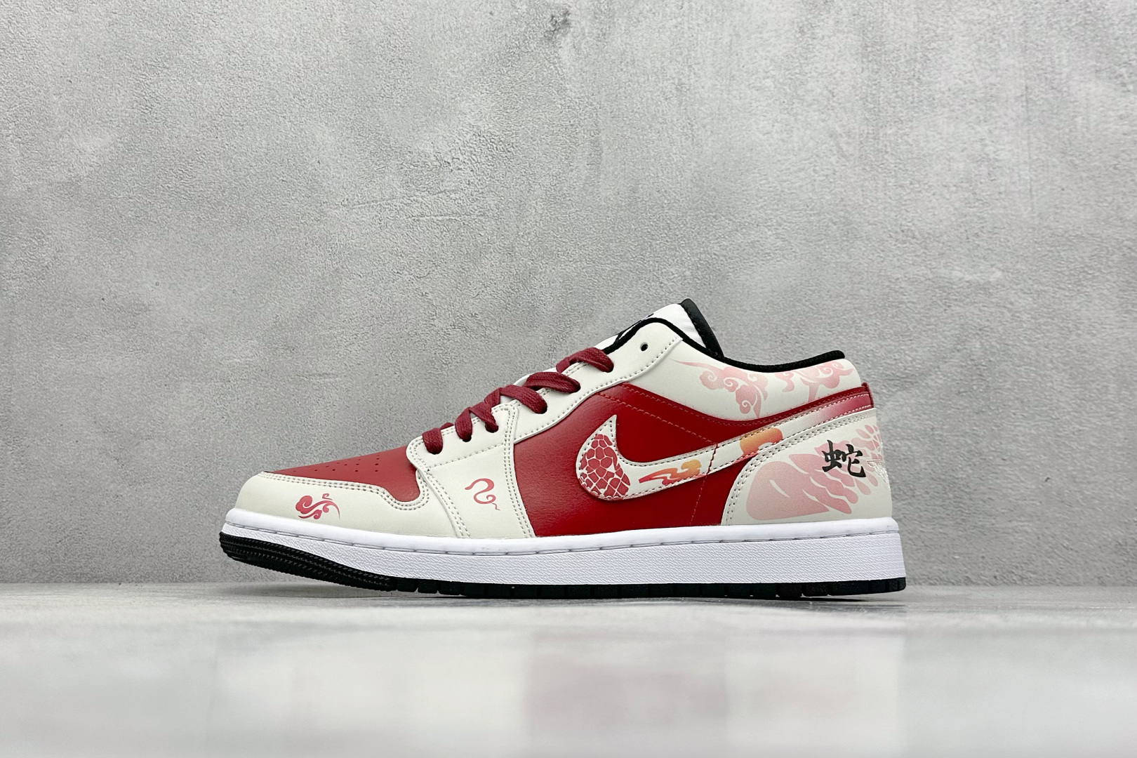 Jordan 1 Low Snake Custom Sneakers Red/White