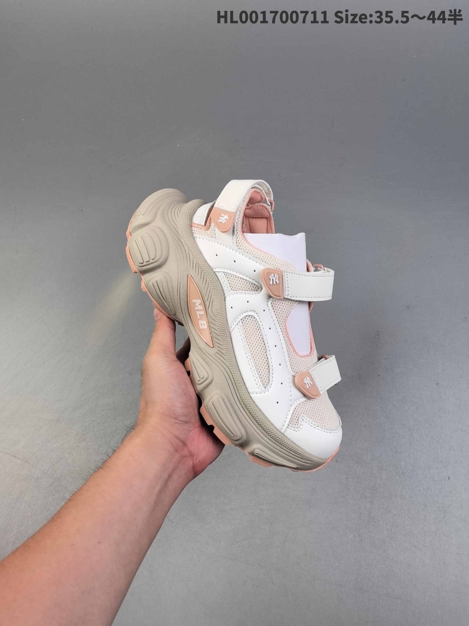 MLB NY Chunky Sandals White Pink