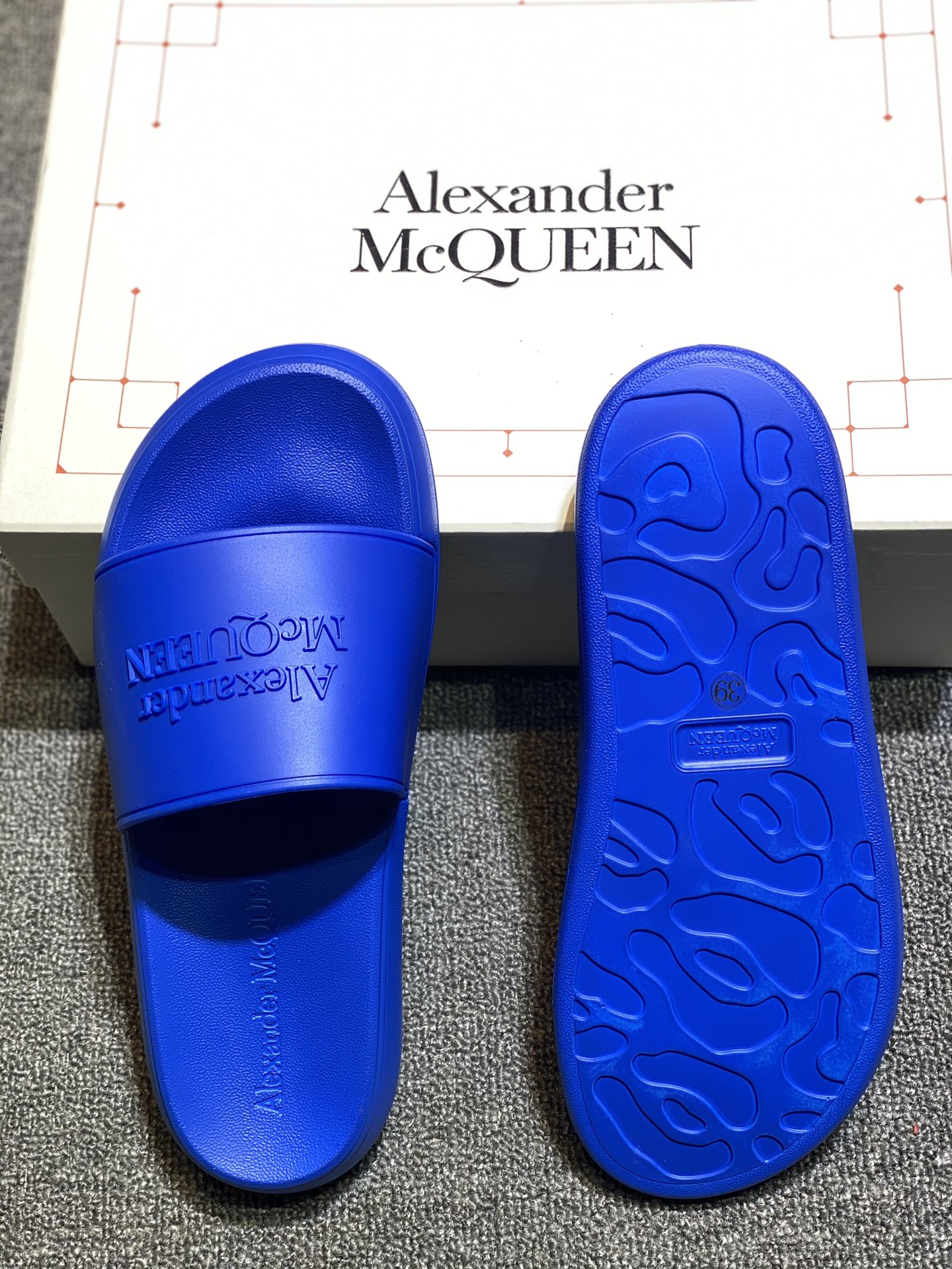 Alexander McQueen Logo Slides Blue