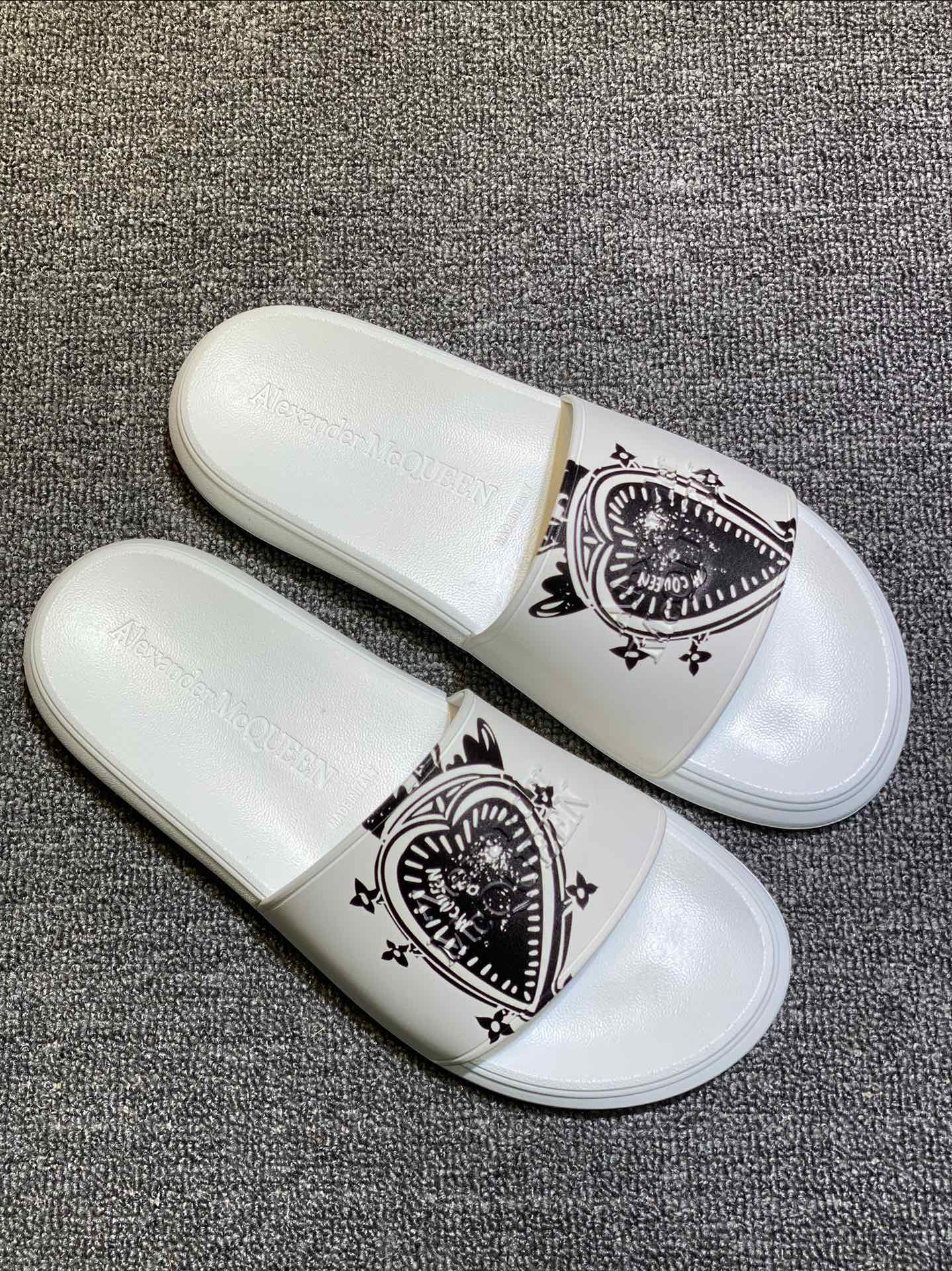 Alexander McQueen Graphic Slide Sandals White