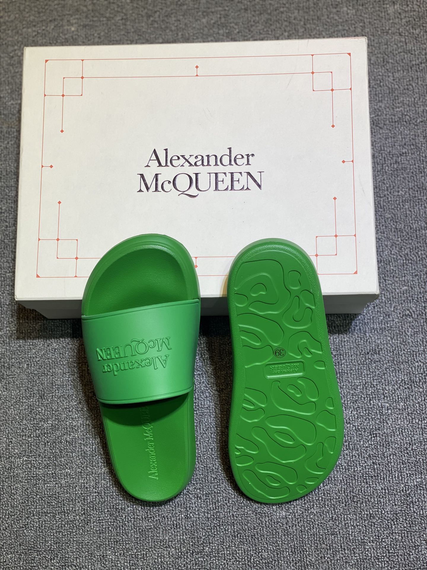 Alexander McQueen Logo Slide Sandals Green