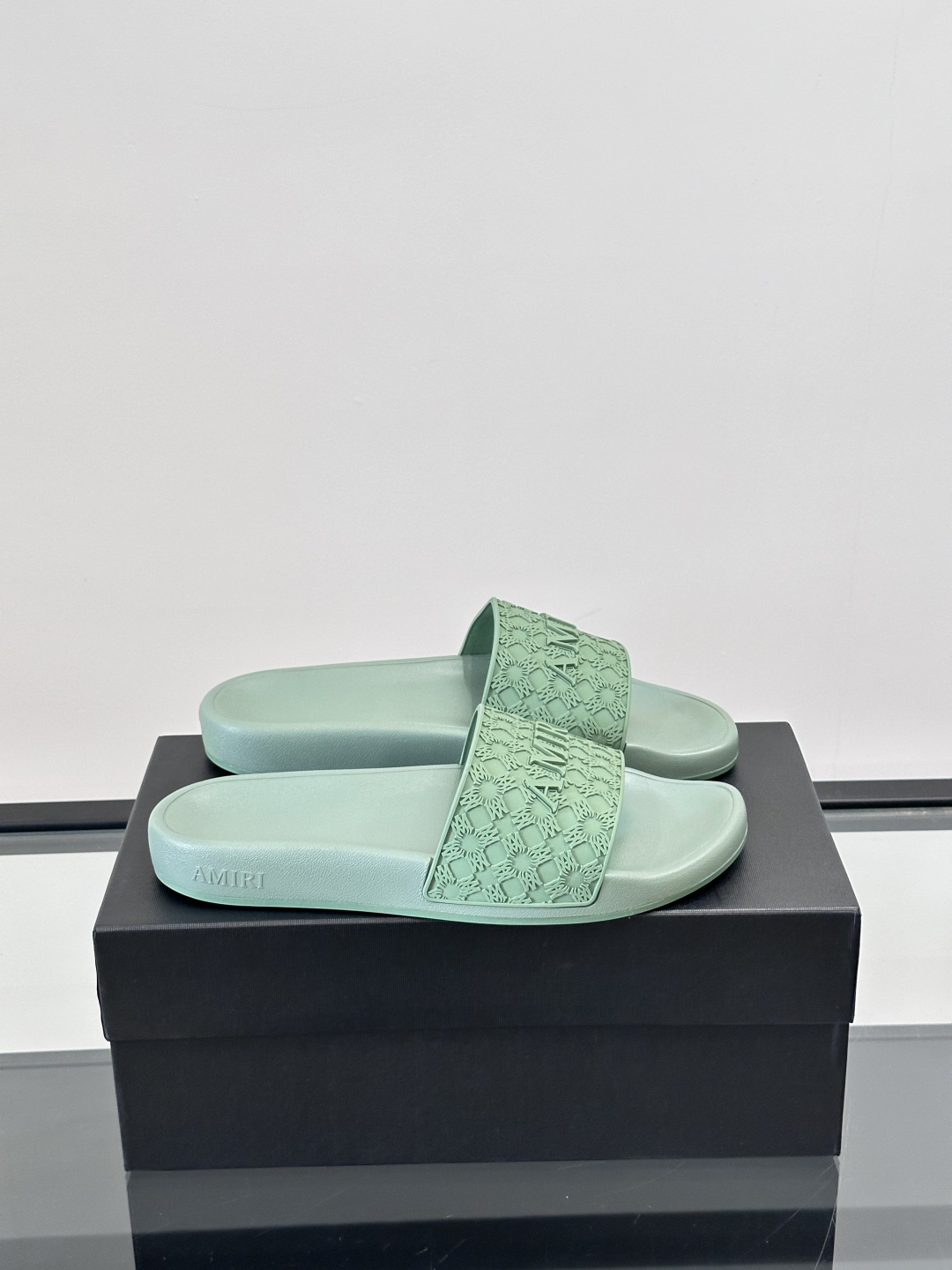 Amiri Logo Slide Sandals Mint Green
