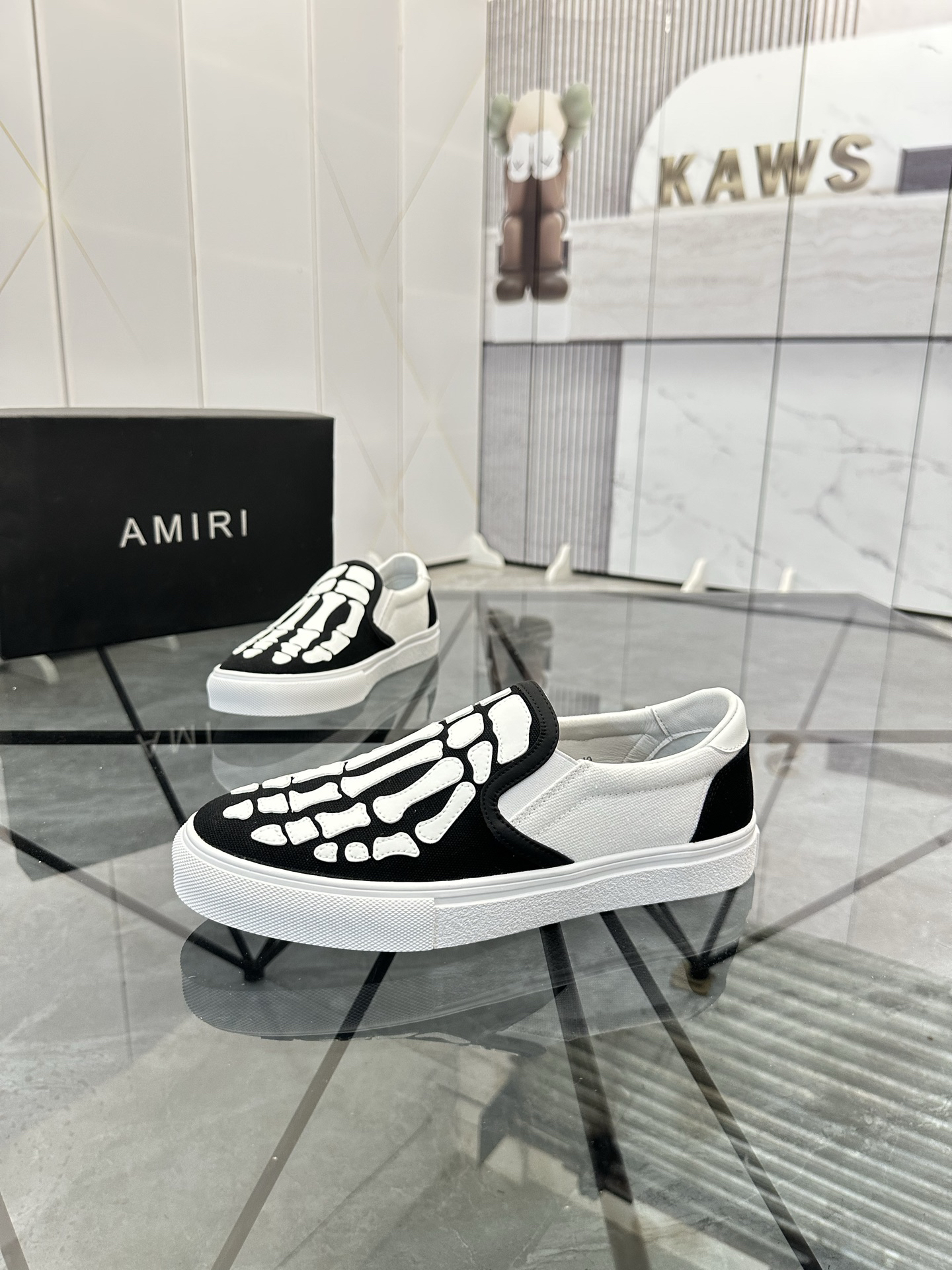 Amiri Skeleton Slip-On Sneakers Black/White