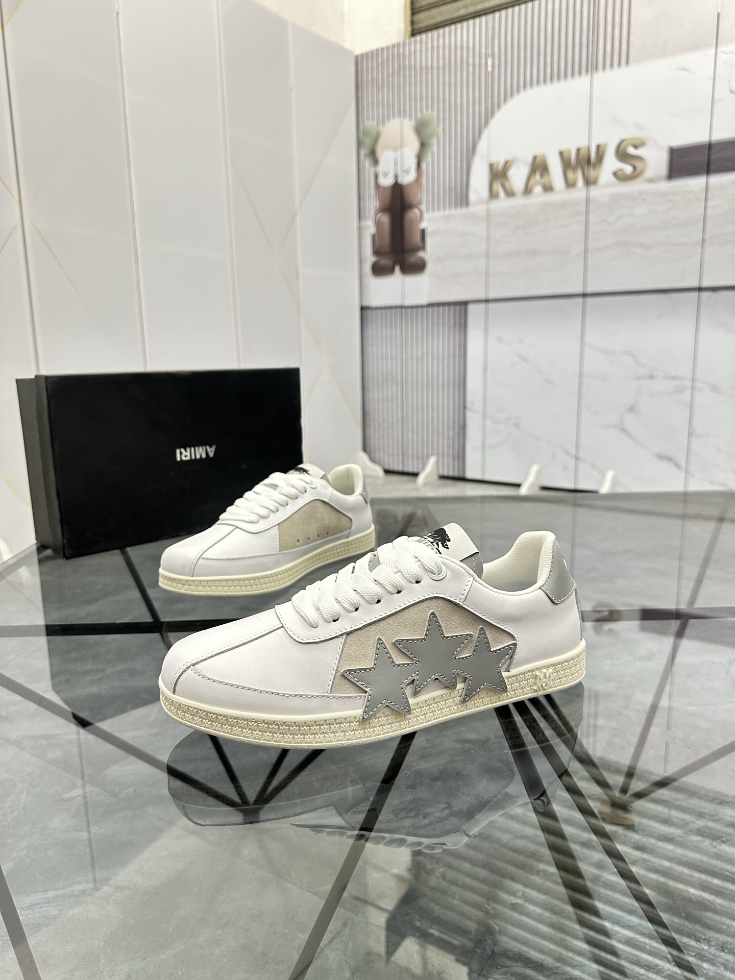 Amiri Star Panel Low-Top Sneakers White/Grey