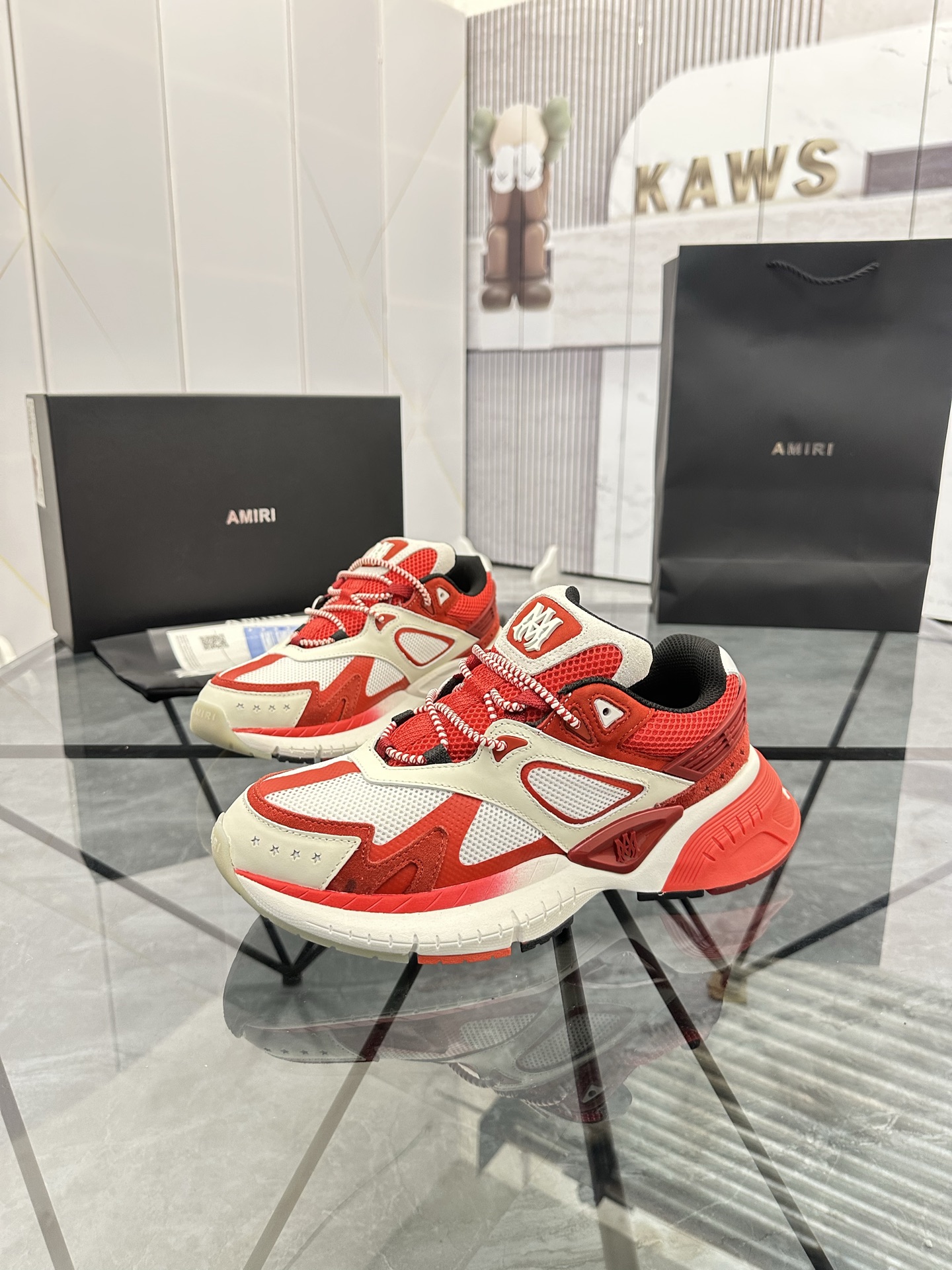AMIRI Low-Top Casual Sneakers Red/White