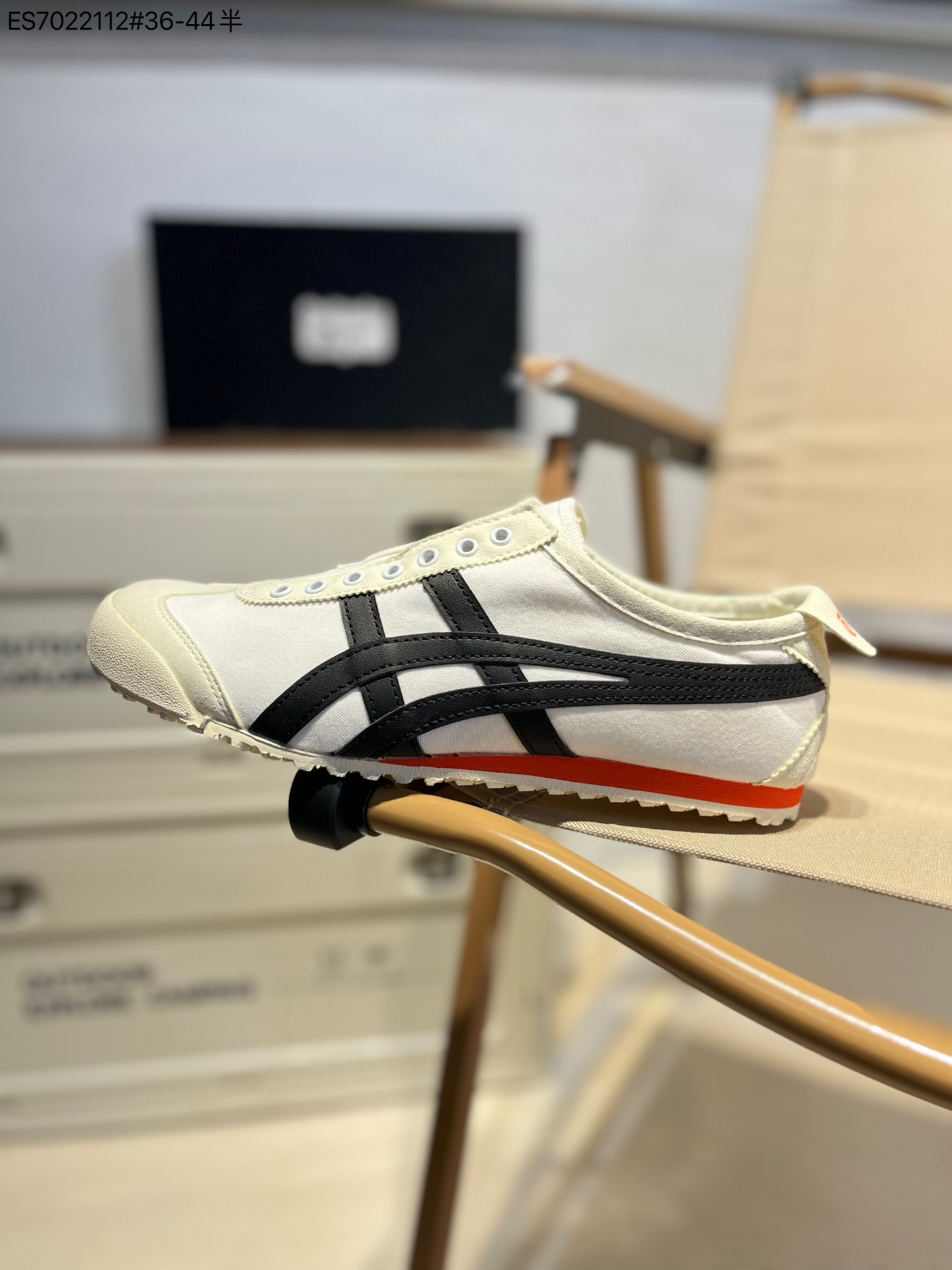 Onitsuka Tiger Slip-On Canvas Sneakers White/Black/Red