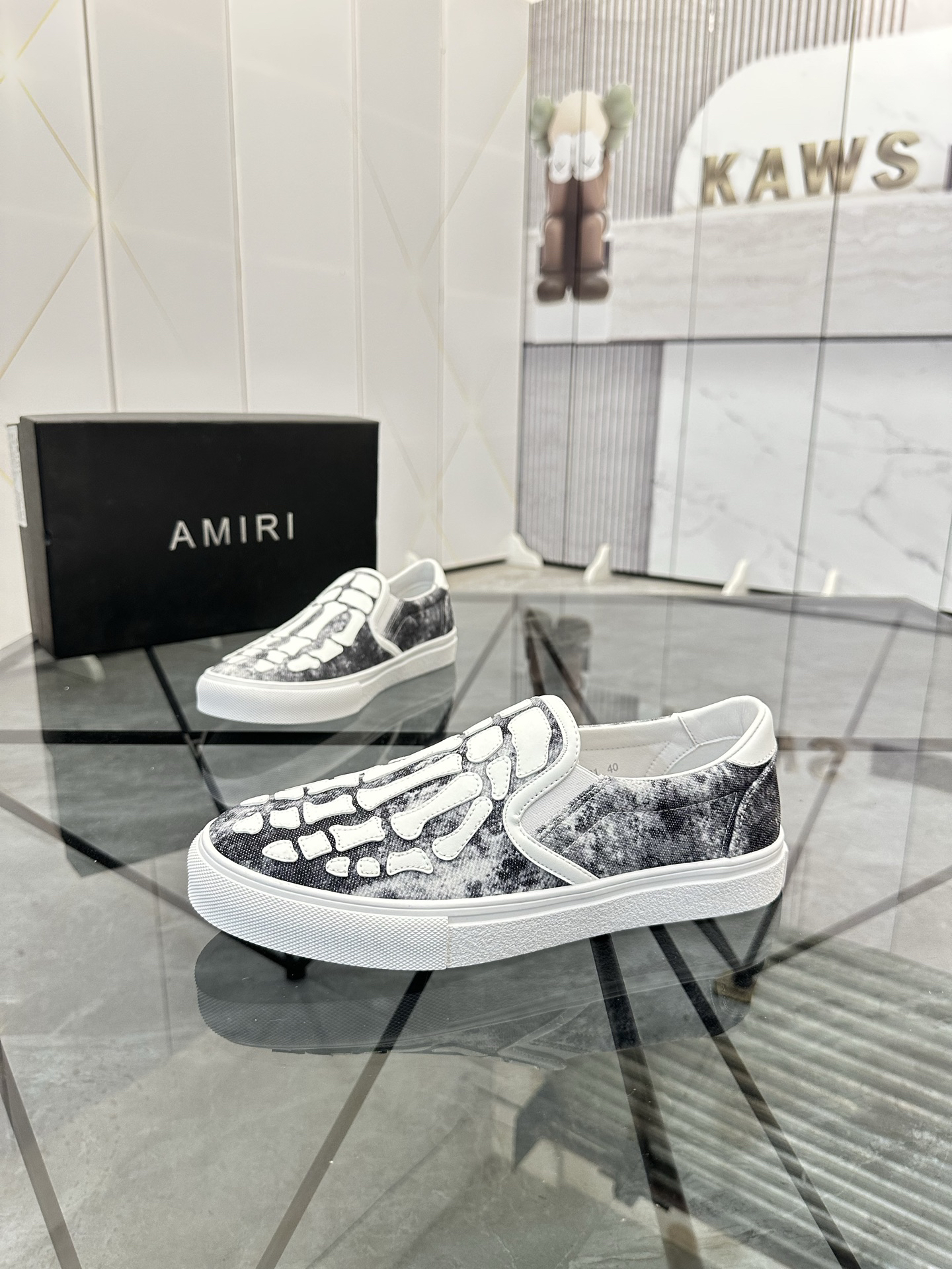 Amiri Skeleton Slip-On Shoes Black/White