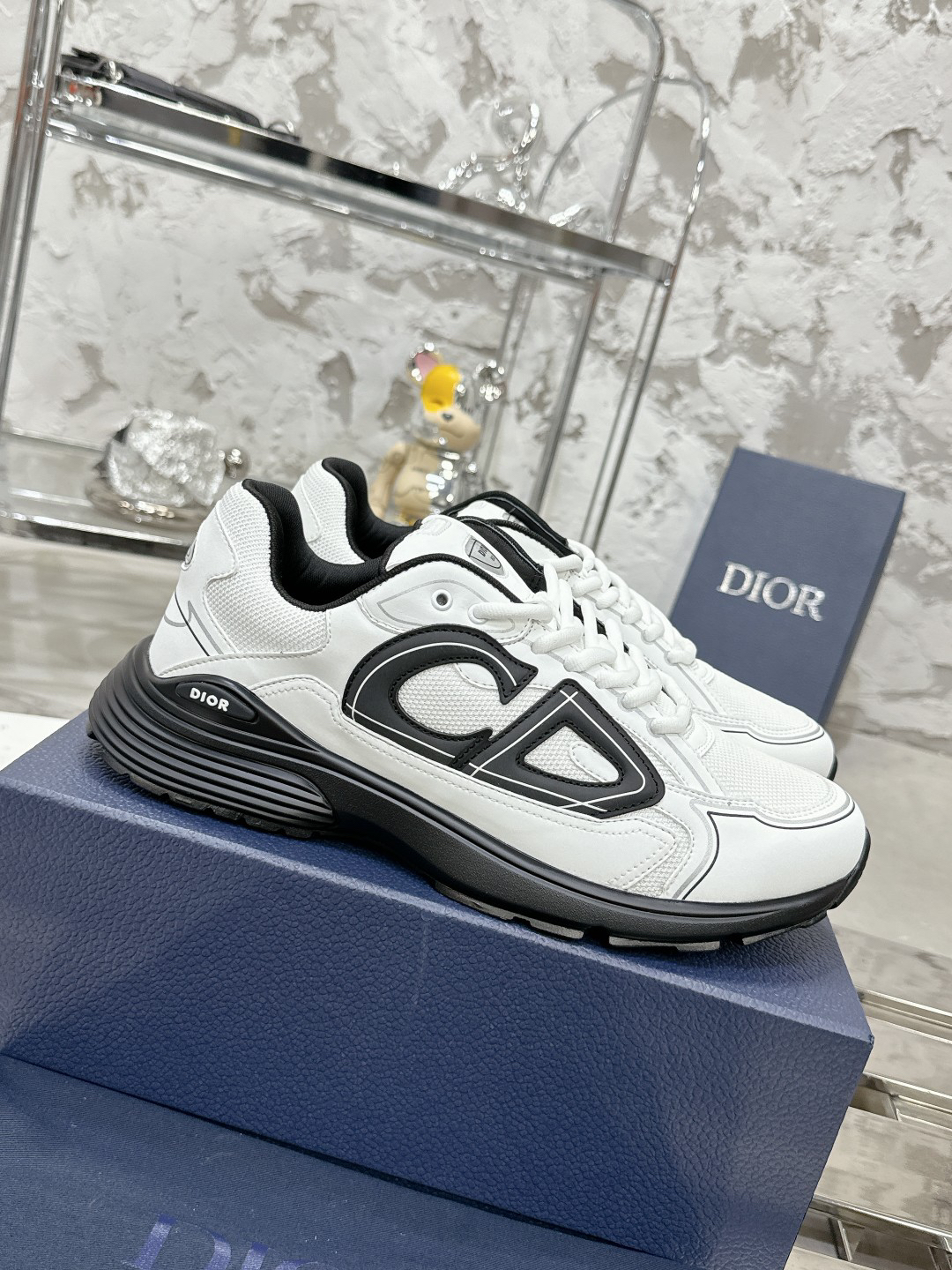 Dior B30 Reflective Dad Sneakers White/Black