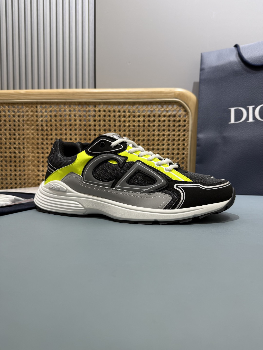 Dior B30 Countdown Sneakers Black/Neon Yellow
