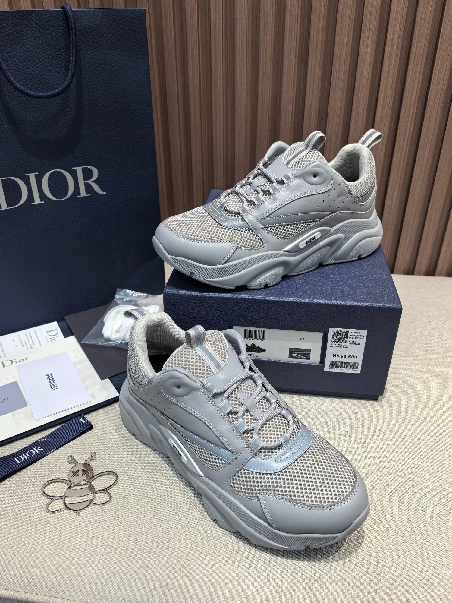 Dior B22 Mesh Leather Sneakers Grey