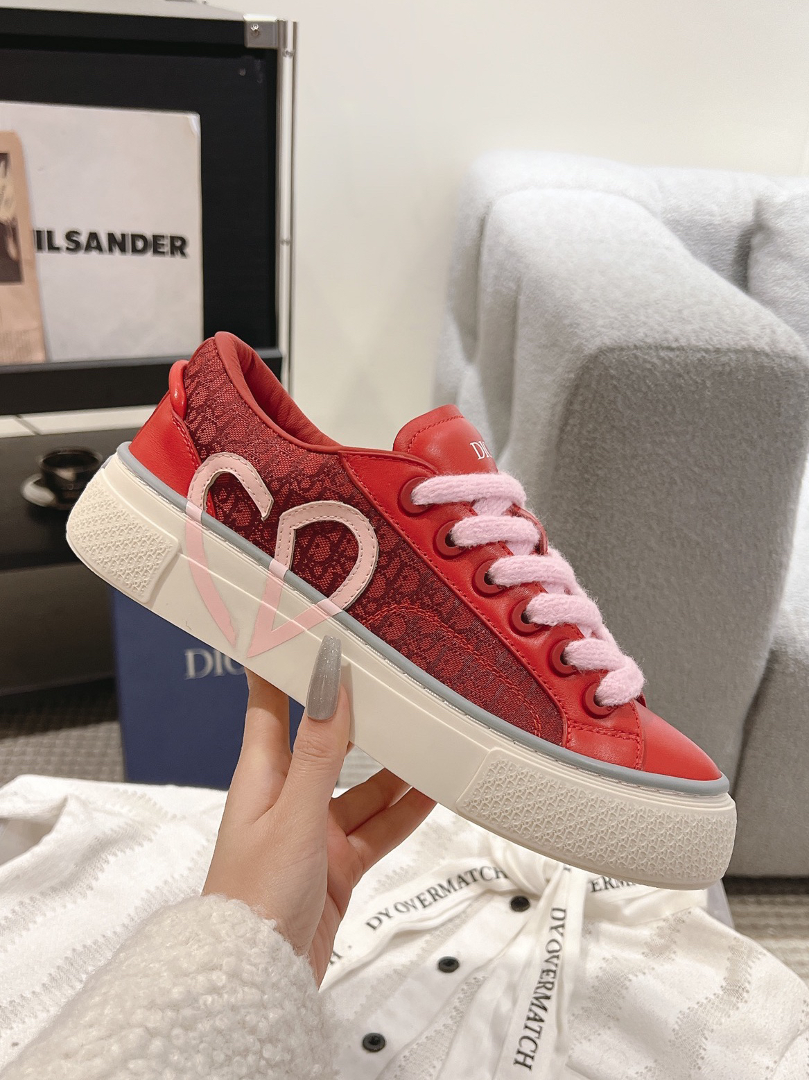 Dior B33 CD Diamond Skate Sneakers Red