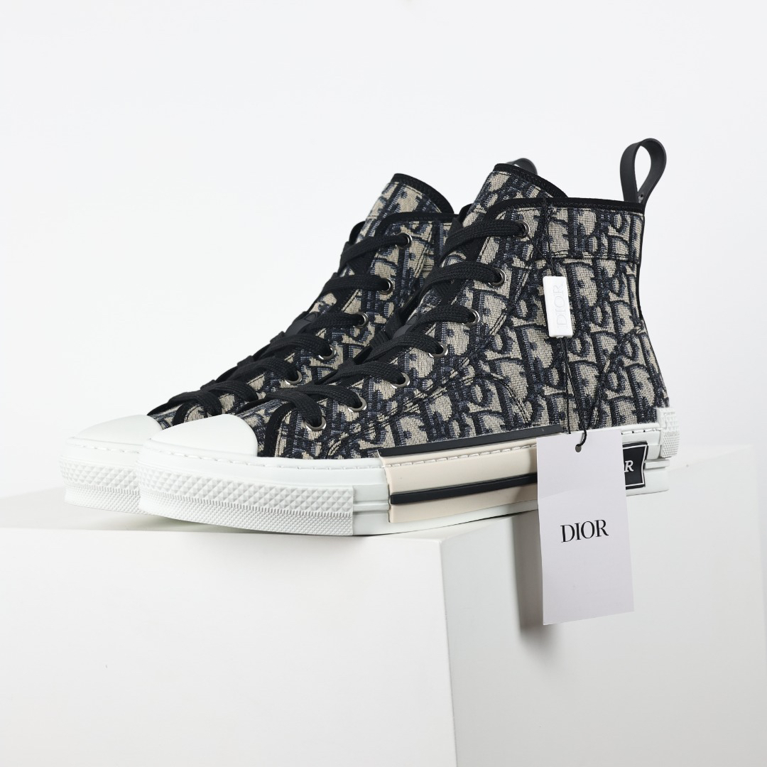 Dior B23 Oblique High-Top Sneakers Navy