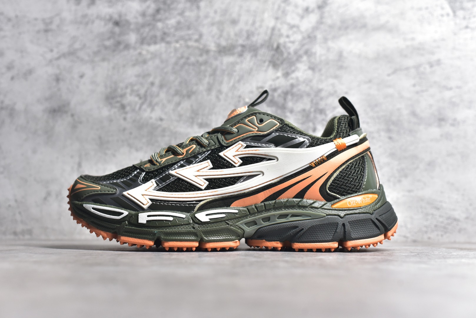 Off-White CO Virgil Abloh Retro Runner Sneakers Green