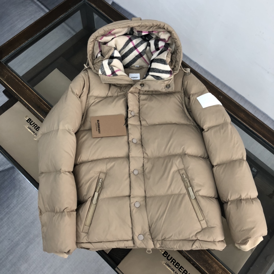 Burberry Hooded Down Jacket Khaki