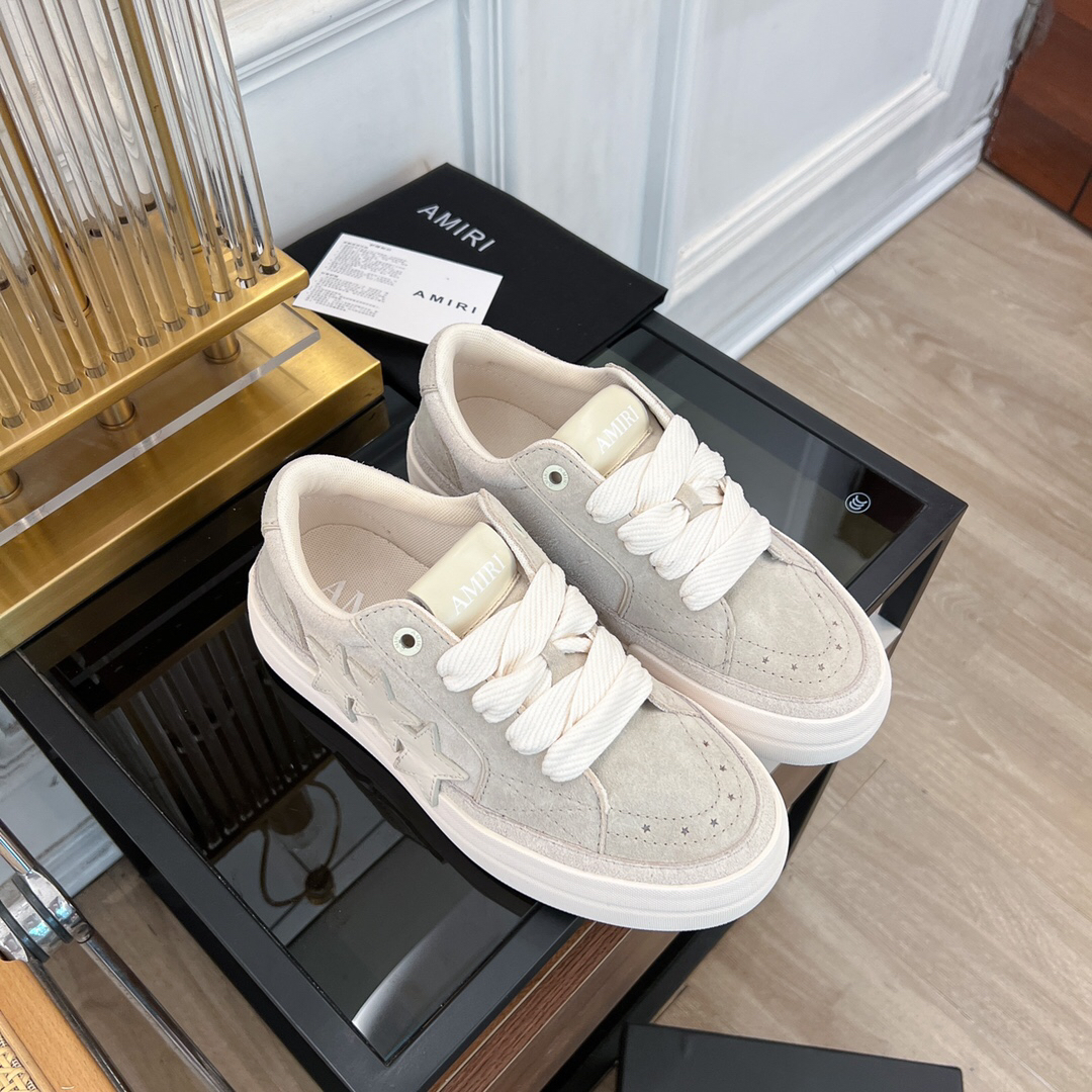 Amiri Star-Panel Low-Top Sneakers Beige