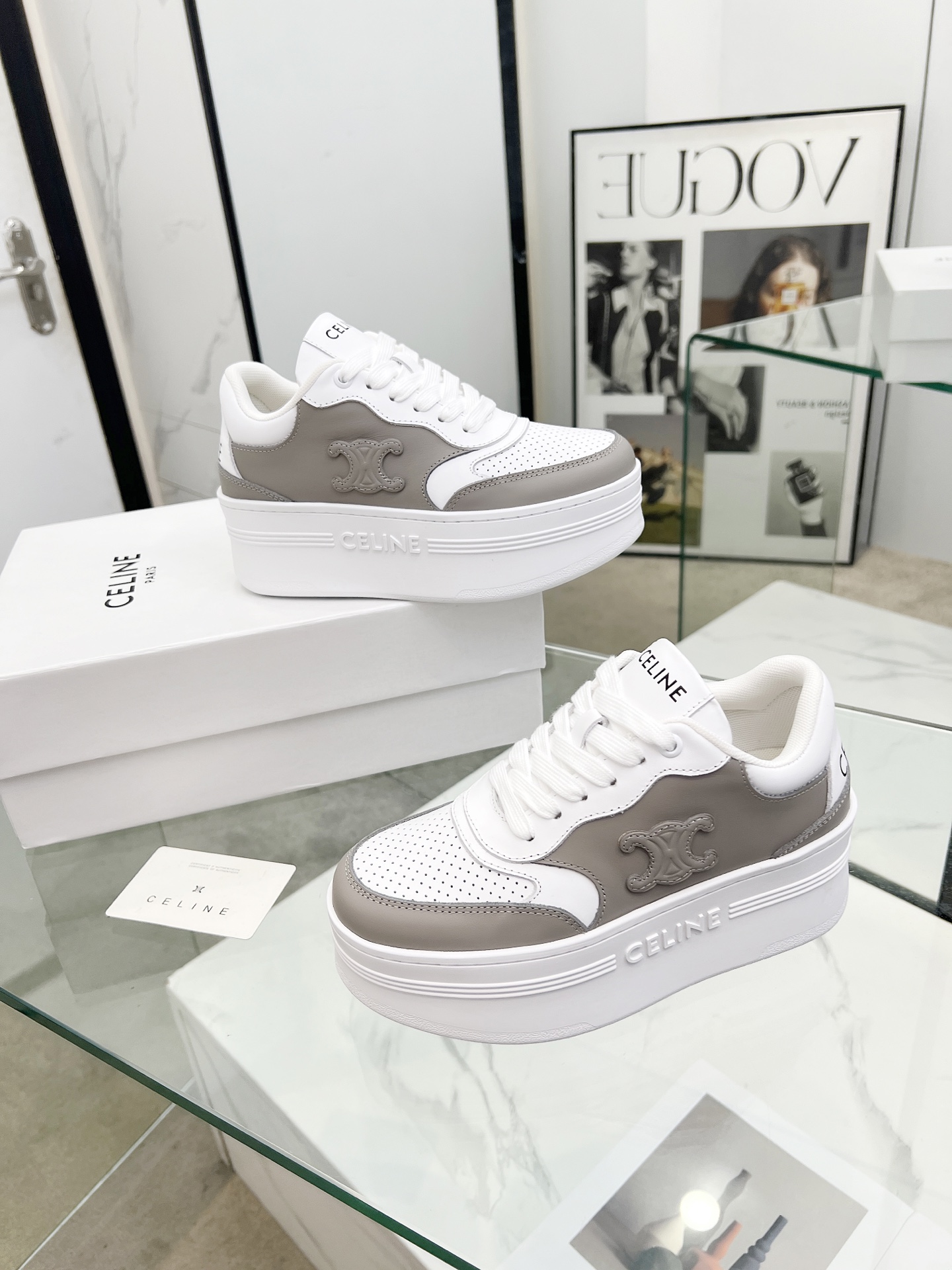 Celine Triomphe Wedge Sneakers Grey