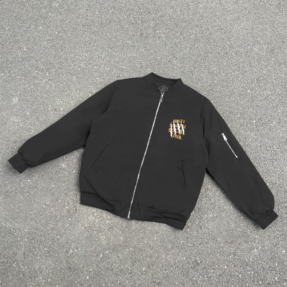 Anti Social Social Club Claw Print Puffer Bomber Jacket Black