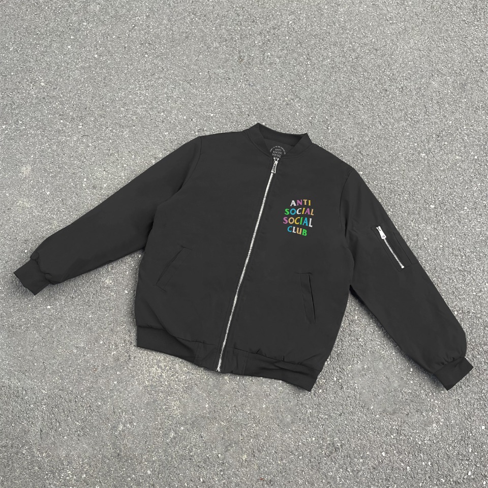 Anti Social Social Club Rainbow Logo Bomber Jacket Black