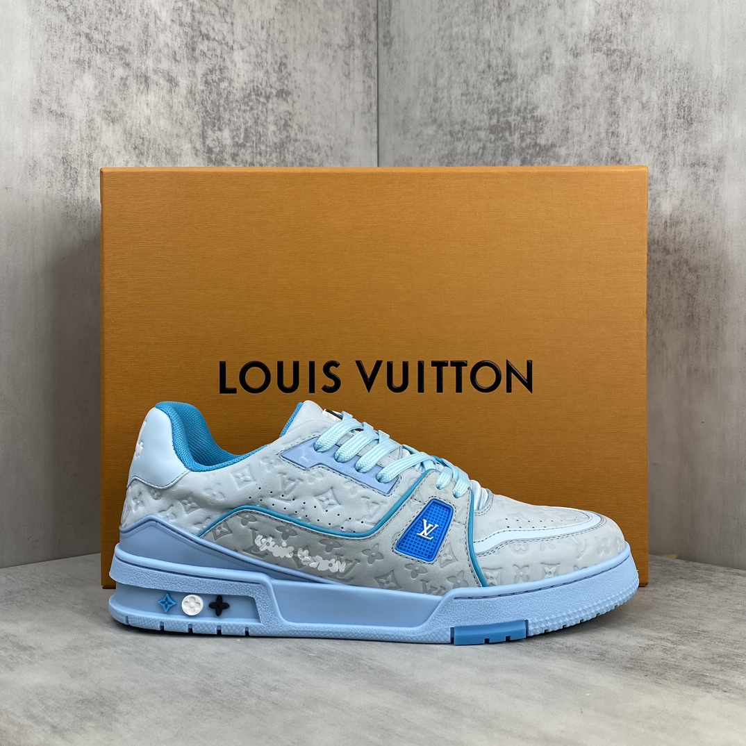 Louis Vuitton LV Trainer Leather Sneakers Blue
