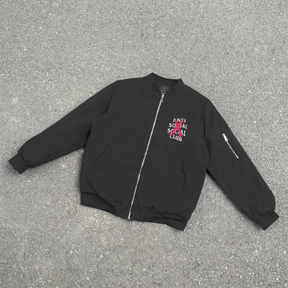 Anti Social Social Club Puffer Bomber Jacket Black