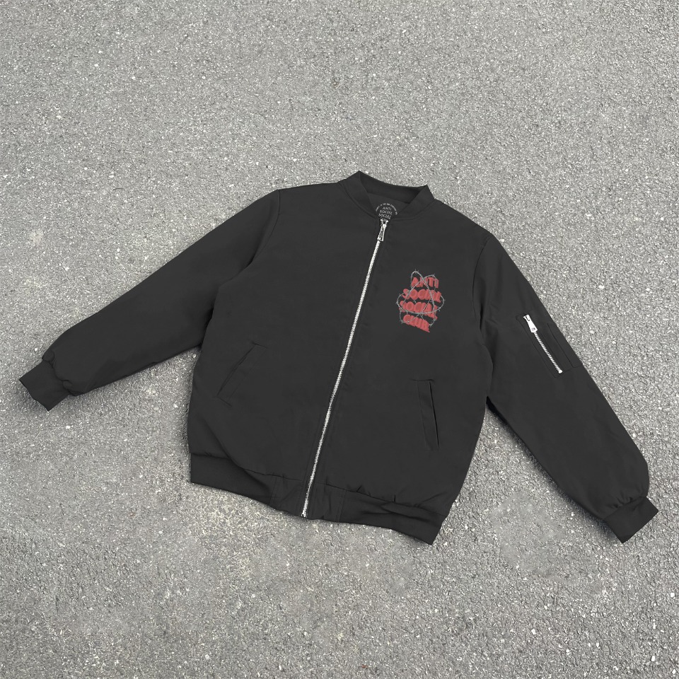 Anti Social Social Club 3D Thorn Bomber Jacket Black
