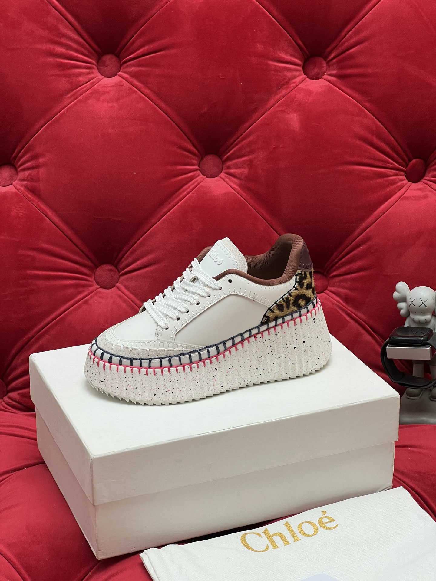 Chloe Leopard Platform Sneakers Multi