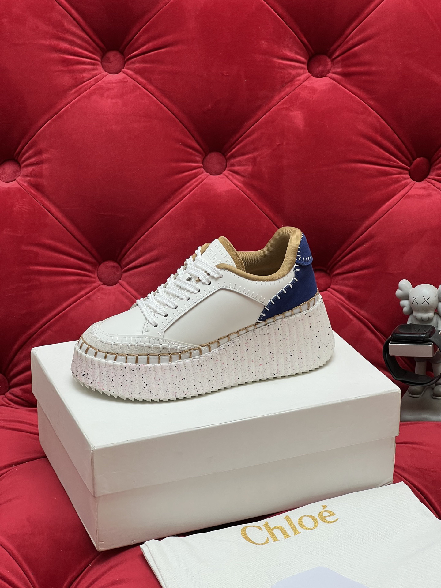 Chloe Platform Casual Sneakers White Blue