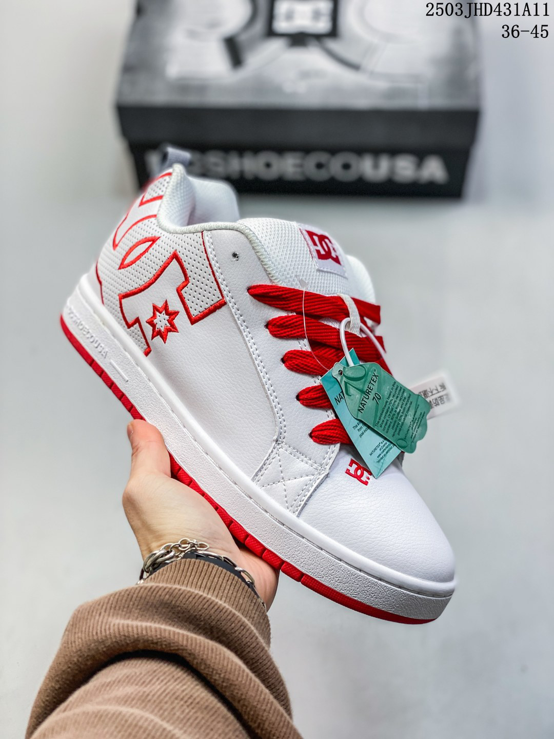 DC Shoes Low-Top Leather Sneakers White/Red